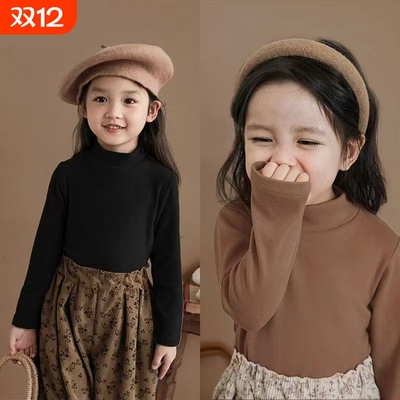 打底衫女童秋冬装儿童德绒长袖上衣春秋款内搭半高领新款童装保暖