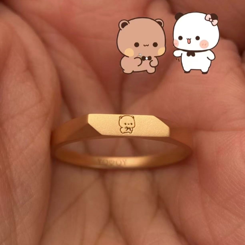 一二爱布布戒指磨砂精致