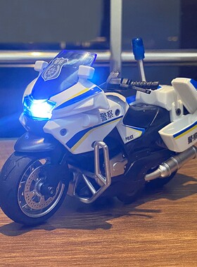 合金摩托车玩具男孩警车模型儿童回力玩具车机车小汽车1-3岁车模