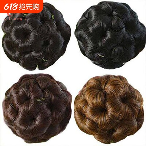 艾丝假发女九朵花盘发器丸子头抓夹花苞头发圈假发包头花盘头发饰