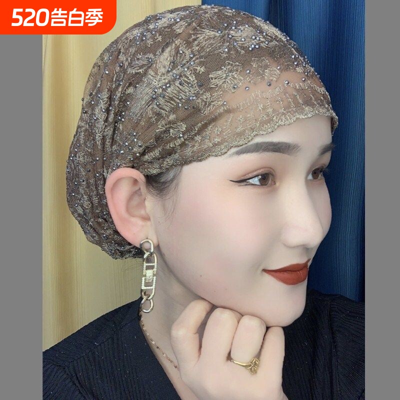 夏季纱巾百搭头巾帽子新款爆款透气包头妈妈帽时尚遮发套头堆堆帽