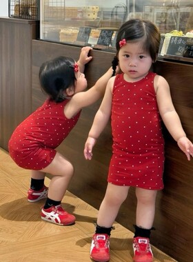 女宝宝夏装可爱波点无袖连衣裙子