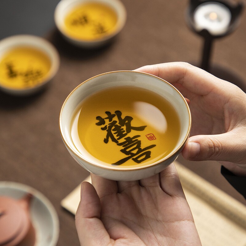 手写汝窑茶杯主人杯个人专用功夫茶盏品茗喝茶普洱杯茶碗单个