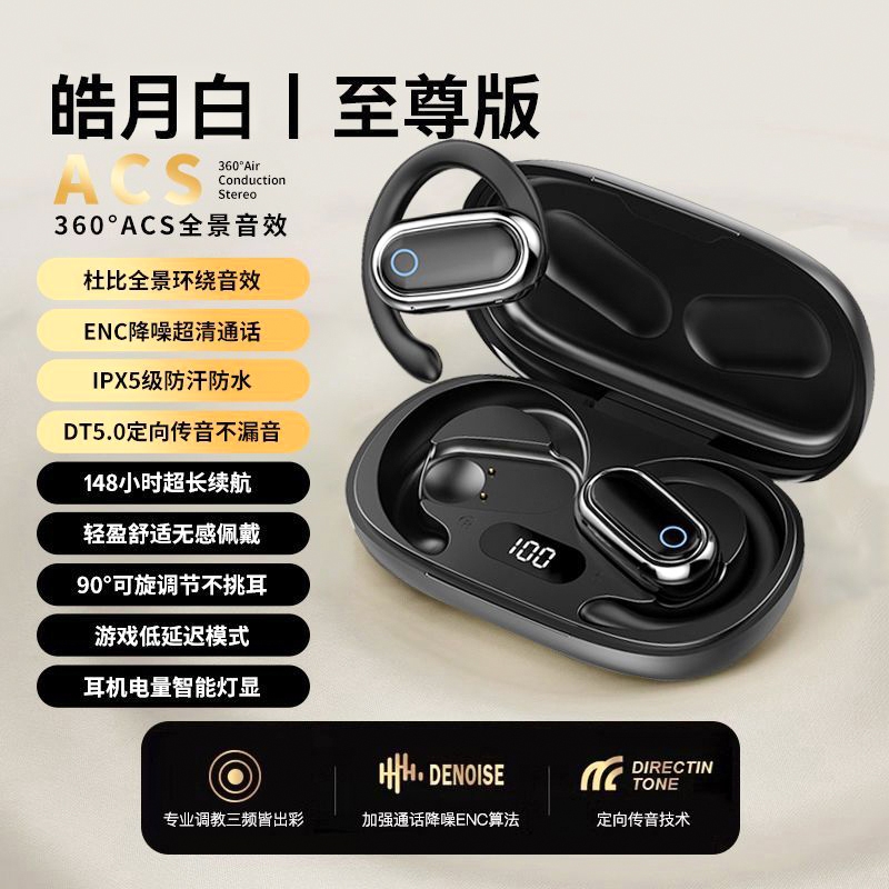 2024新款蓝牙耳机开放不入挂耳式气骨传导无线运动跑步适用于华为