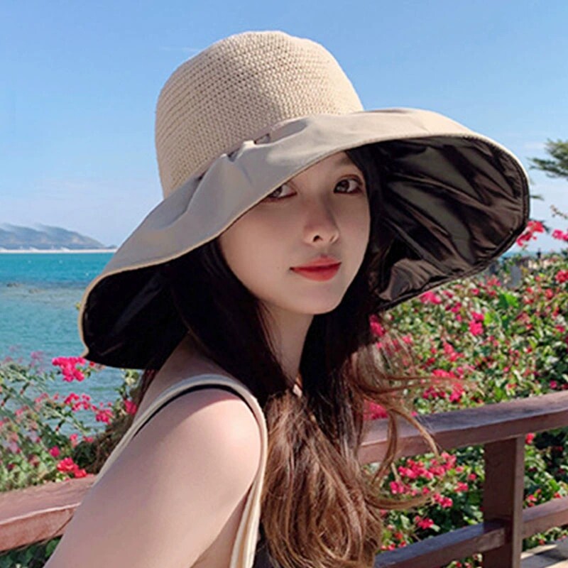 大帽檐黑胶防晒帽女2026新款图片