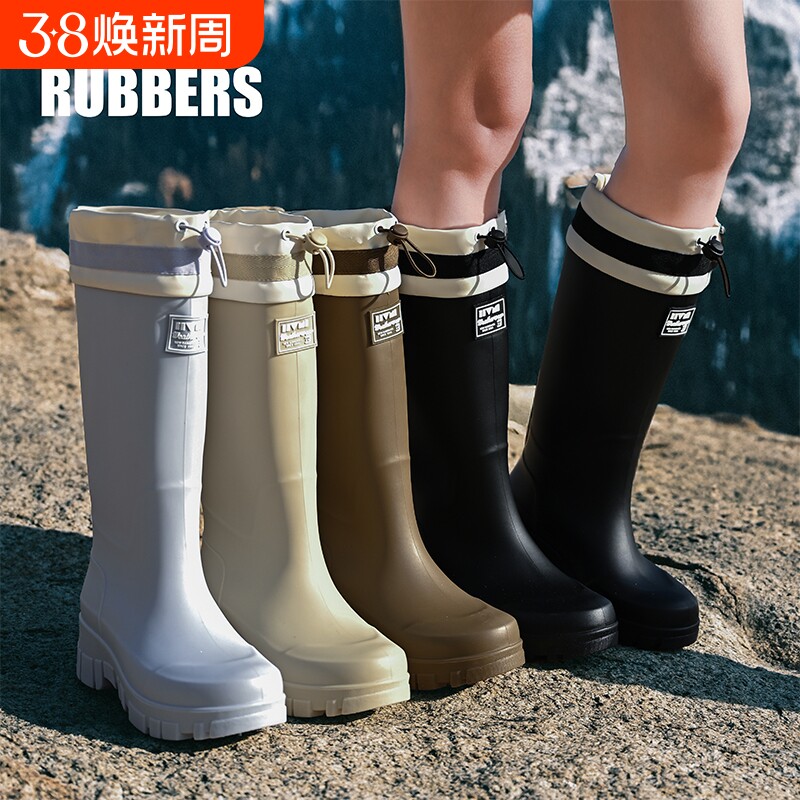 女士时尚雨靴秋冬高筒水鞋成人雨鞋防水防滑下雨天穿胶鞋耐磨中筒