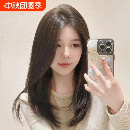初恋假发全头套女前额蕾丝减龄锁骨发仿真人整顶刘海高层自然发型