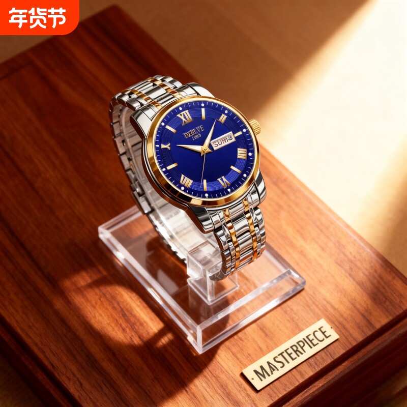 男款手表防水石英腕表高级感男士全自动非机械表正品名牌钢带商务