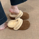 加厚保暖女士毛茸茸雪地靴子棉鞋 冬季 包头半拖2025新款 加绒勃肯鞋