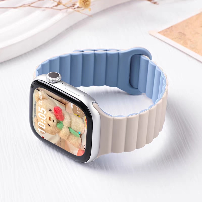 适用iwatch10表带S9苹果S8手表applewatch9硅胶S7磁吸7高级SE小众S10新款6代女夏季ultra可爱创意运动watchs