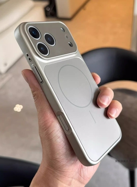 适用于苹果17promax手机壳自带镜头膜iPhone16秒变17简约个性钛灰色细圈磁吸air电镀肤感磨砂15全包14套3