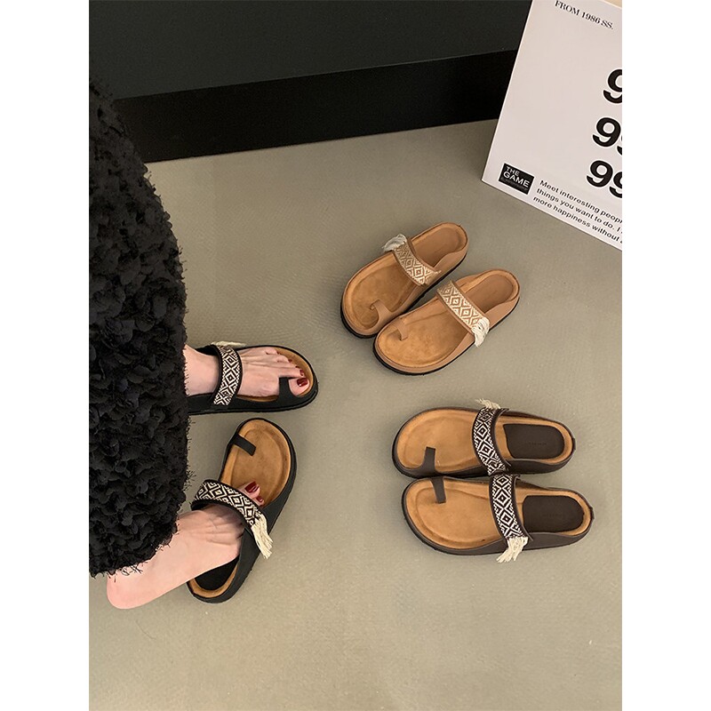 一字拖套趾凉鞋女平底2026年新款外穿夏季防滑女鞋厚底休闲凉拖鞋