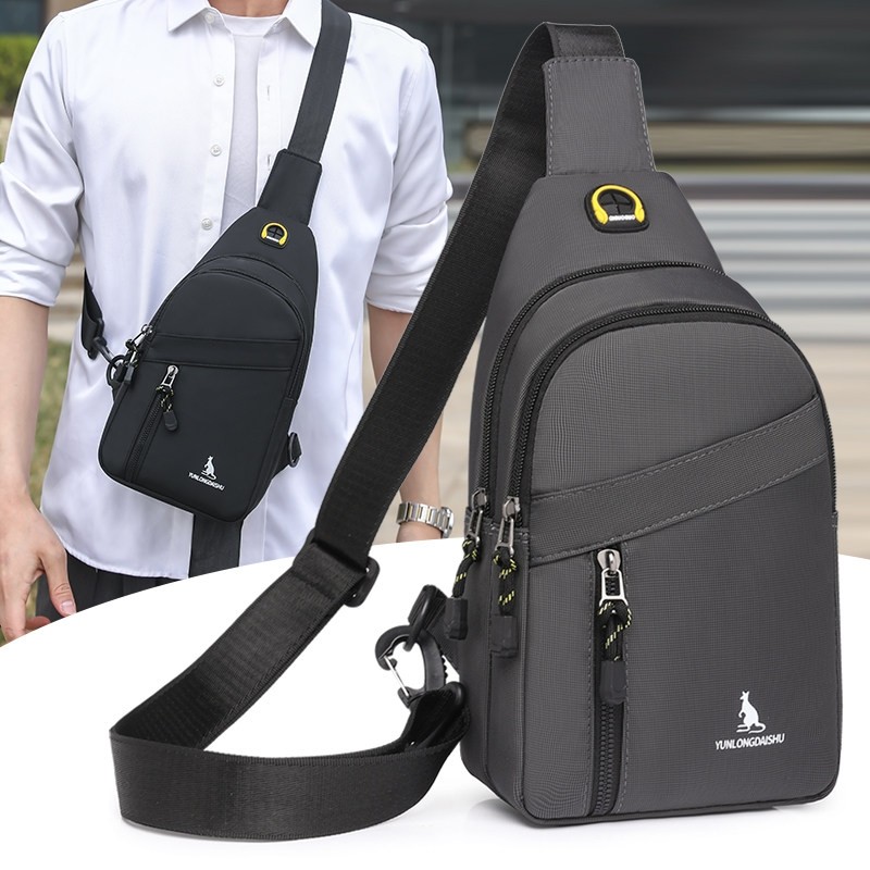 胸包男牛津布防水百搭运动单肩斜挎包男士帆布户外休闲男包胸前包