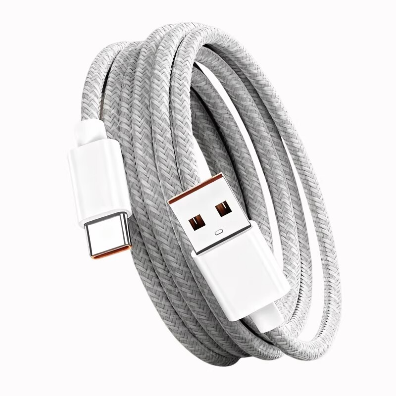 弎希数据线适用华为荣耀系列120W快充充电线编织灰白2米单条装
