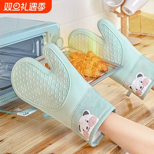 硅胶防烫手套隔热专用烘焙耐高温加厚烤箱微波炉专用厨房烘焙手套