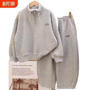 宽松潮AA337 春秋休闲套装 儿童卫衣2026新款 男女童半拉链长袖