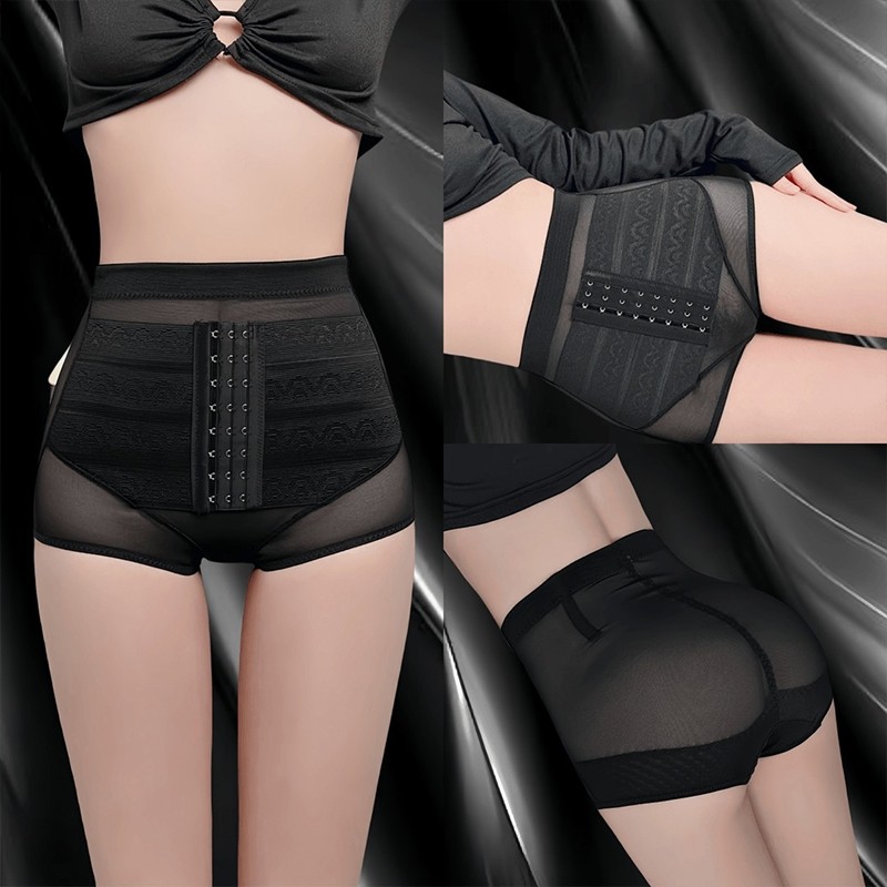 收腹内裤女士提臀强力收小肚子无痕塑身神器蕾丝臀部薄款中腰排扣