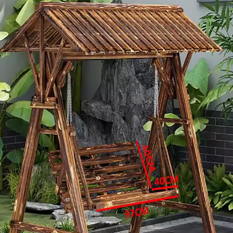 b防腐木庭院户外露台荡秋千室外多人摇椅院子家用休闲实木秋千吊