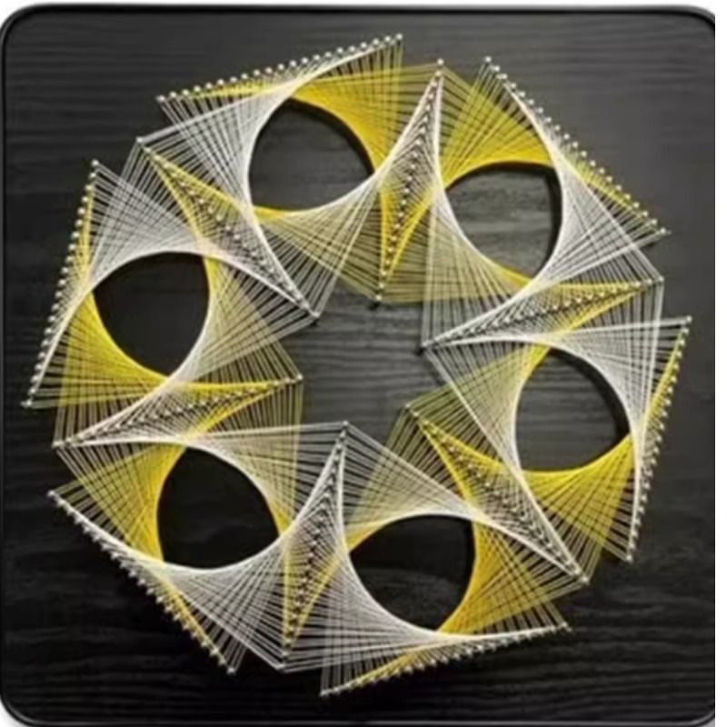 几何diy钉子绕线画鸟巢手工弦丝画解压材料包装饰缠线画带框有框