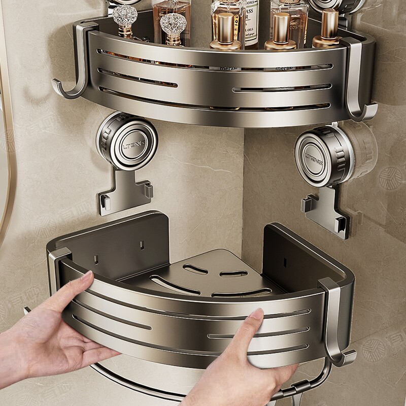 卫生间吸盘三角篮免打孔壁挂浴室置物架洗手间洗漱台墙上收纳架子