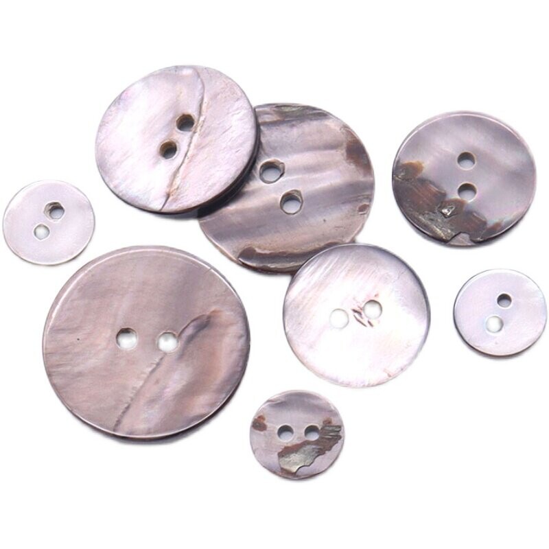 天然灰色珍珠两眼贝壳纽扣大衣百搭女衬衣钮扣衬衫针织衫毛衣扣子