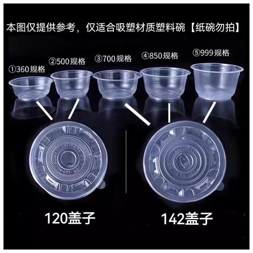 一次性碗盖子通用塑料圆形碗盖120碗盖142透明碗用食品级整箱密封
