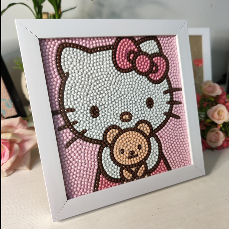 凯帝猫kitty钻石画儿童手工DIY粘贴点钻画满钻女孩钻石粘贴画
