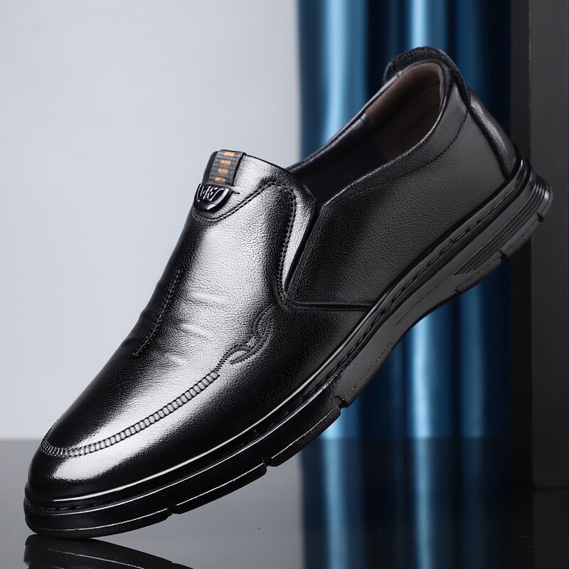 男鞋春季2026新款商务休闲皮鞋男款头层真牛皮中年爸爸鞋软底潮鞋
