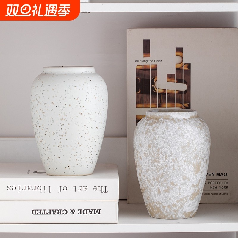 陶瓷花瓶摆件客厅插花装饰水培陶罐轻奢高级感玄关电视柜复古