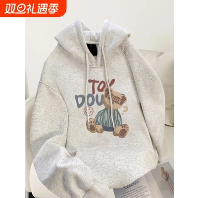 灰色小熊卫衣秋冬新款爆款宽松