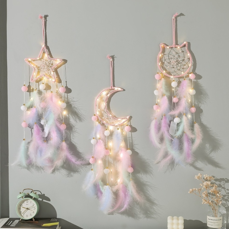 印第安捕梦网风铃少女心创意房间挂饰高颜值生日礼物送同学带灯