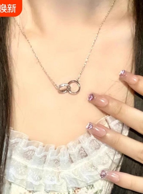 轻奢小众环环相扣项链女ins日韩版简约设计吊坠百搭锁骨链