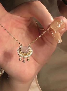 网红直播如意平安锁轻奢钛钢项链小众设计高级感冷淡风锁骨链颈链