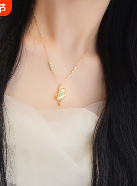 s925纯银可爱小飞马项链女时尚趣味锁骨链精致立体马上好运礼物