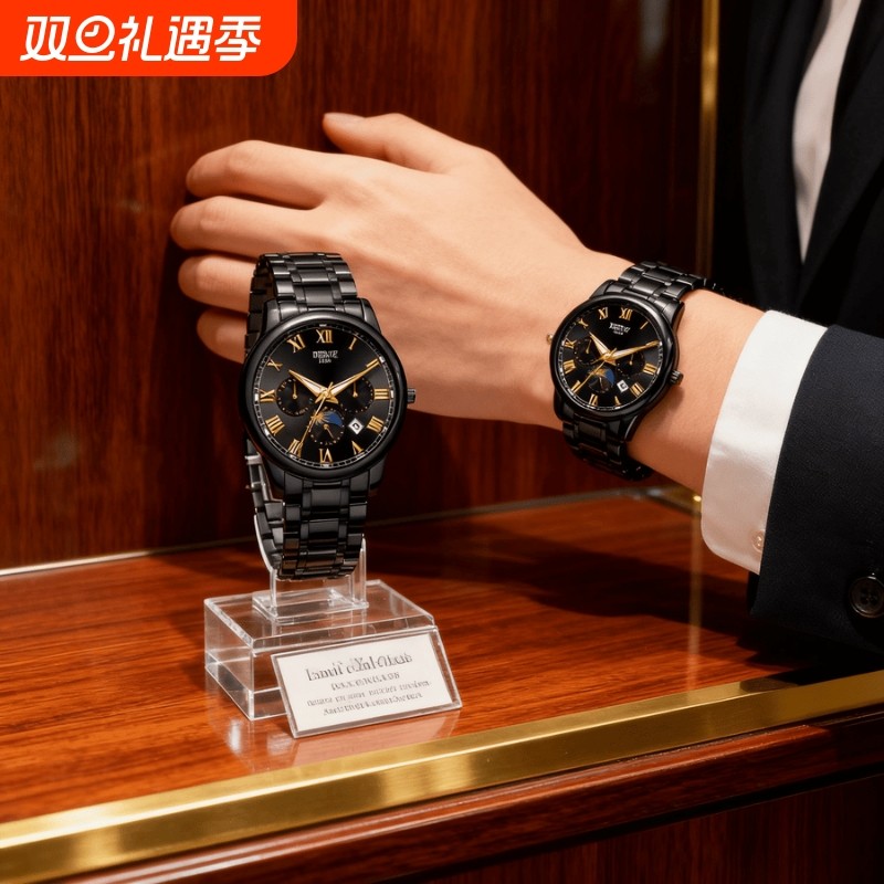 手表瑞士名表正品全自动机械风石英表商务高级感夜光防水时尚钢带