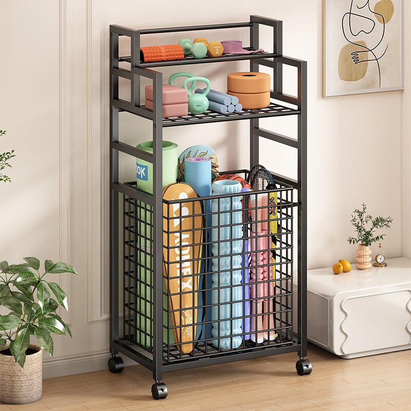 健身器材收纳架家用瑜伽垫收纳筐运动体育用品置物架哑铃篮球类架