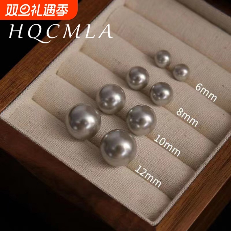 跨境经典法式轻奢珍珠耳钉女S925银针馒头形状时尚潮流百搭耳饰