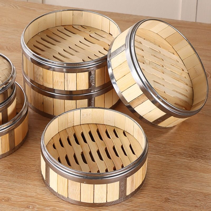 家用竹制不锈钢小笼包蒸笼