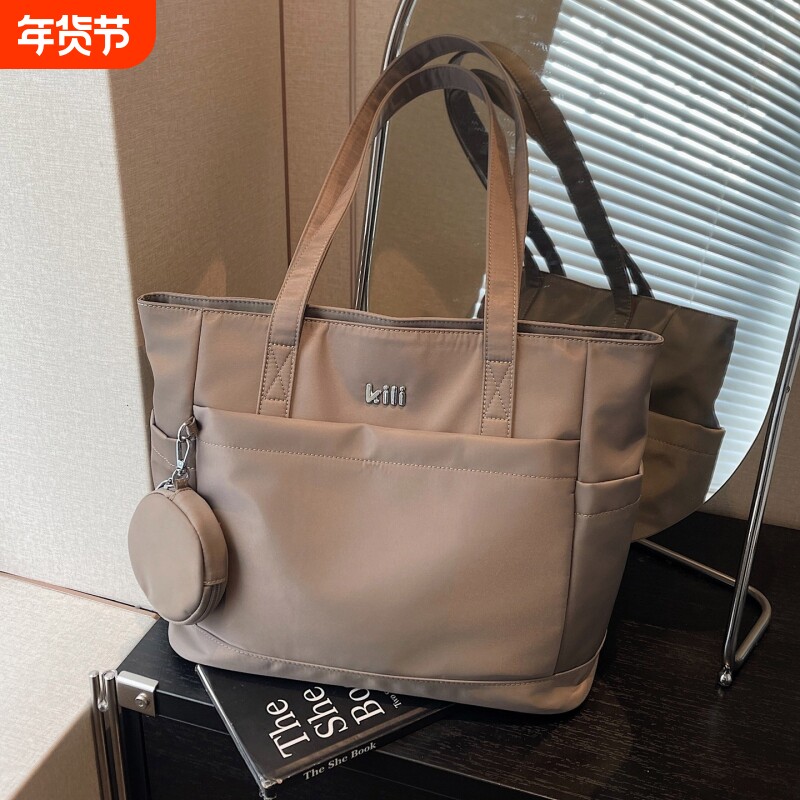 超火托特包女士笔记本电脑包大容量通勤单肩包轻便妈咪尼龙帆布包