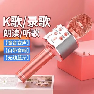 Platinum Dian mobile native K song WS-858 live wireless Bluetooth audio microphone all-in-one children KTV family wheat