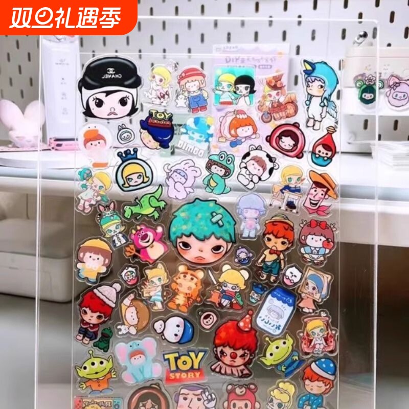 亚克力片片立牌收纳相框中空3层钥匙扣更换展示摆台双面透明