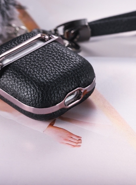 适用airpods pro2保护壳皮纹耳机套pu皮airpods3保护套电镀荔枝纹