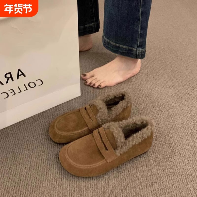 加绒勃肯鞋女加绒女鞋2025新款冬季乐福毛毛鞋豆豆鞋懒人博肯棉鞋,女鞋,乐福鞋（豆豆鞋）,淘宝优惠券,粉丝福利购,淘宝优惠卷