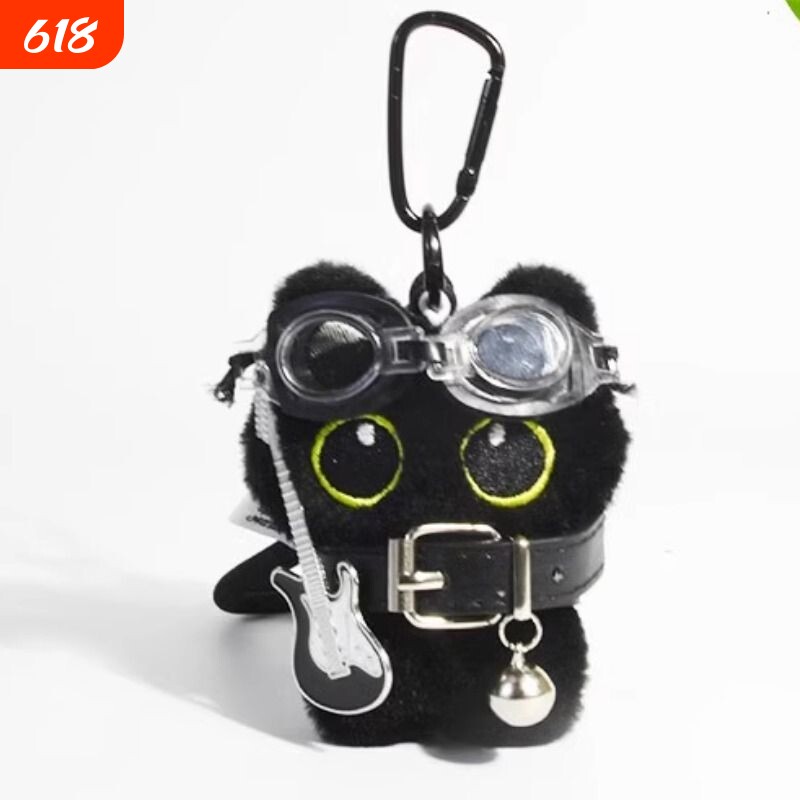 日本小挂件毛绒玩具抱吉他猫咪书包包挂件玩偶挂饰品链学生礼物