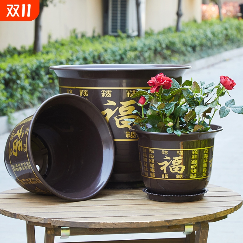 塑料花盆厂家直销发财树专用盆栽仿陶瓷树脂大号花盆包邮特价清仓