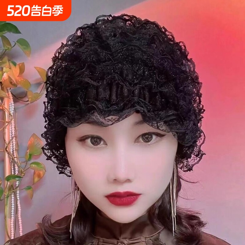爆款妈妈遮白发蕾丝新款纱帽头巾女士小帽子时尚方便款底帽包头帽