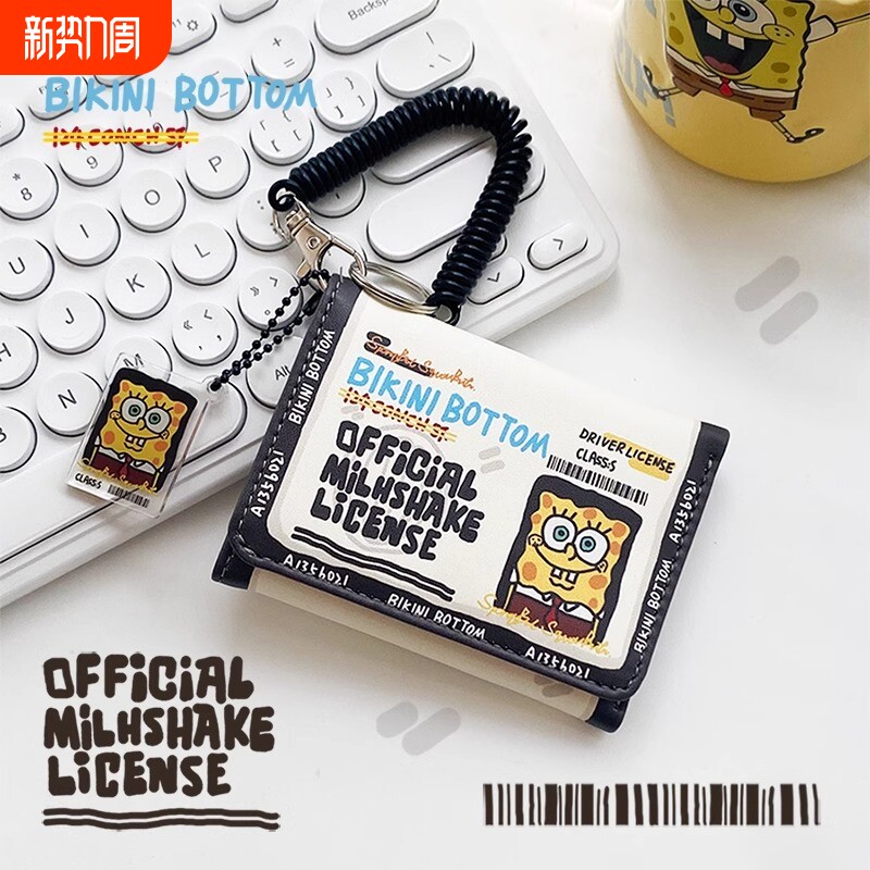 2025新款海绵宝宝钱包收纳校园银行卡学生证件男女零钱包防水动漫