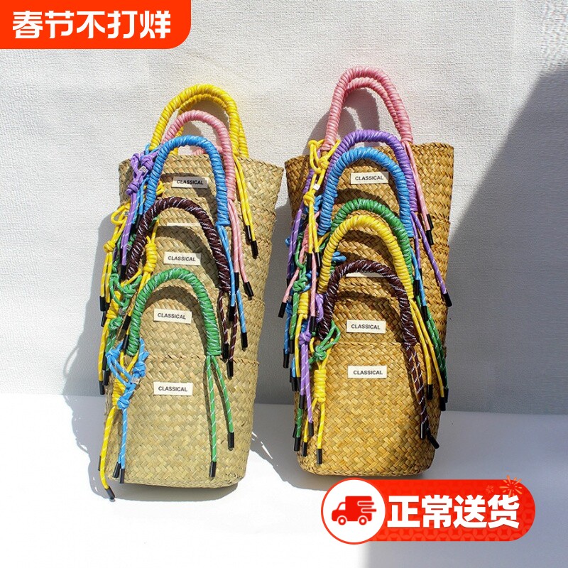草包手工编织尼龙绳挂饰气质草编包手提包时尚小众创意手绳手拎包