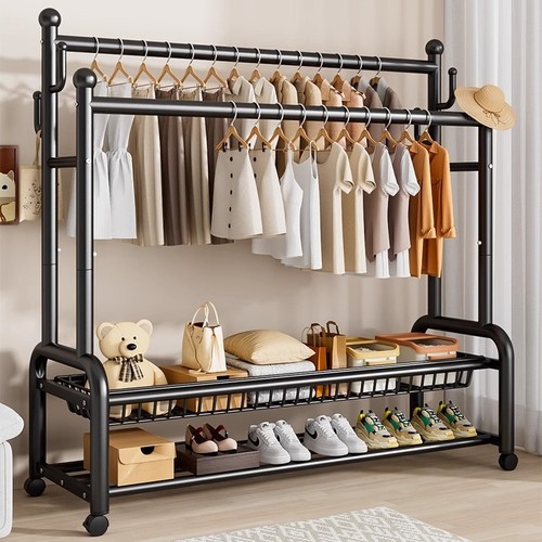 挂衣架卧室落地家用房间室内晾衣架新款加厚晾晒衣服多功能衣帽架