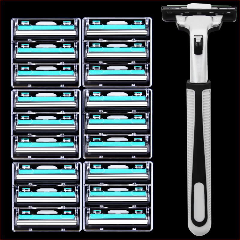 锋利剃须刀手动刮胡刀双层【1刀架+18刀片】